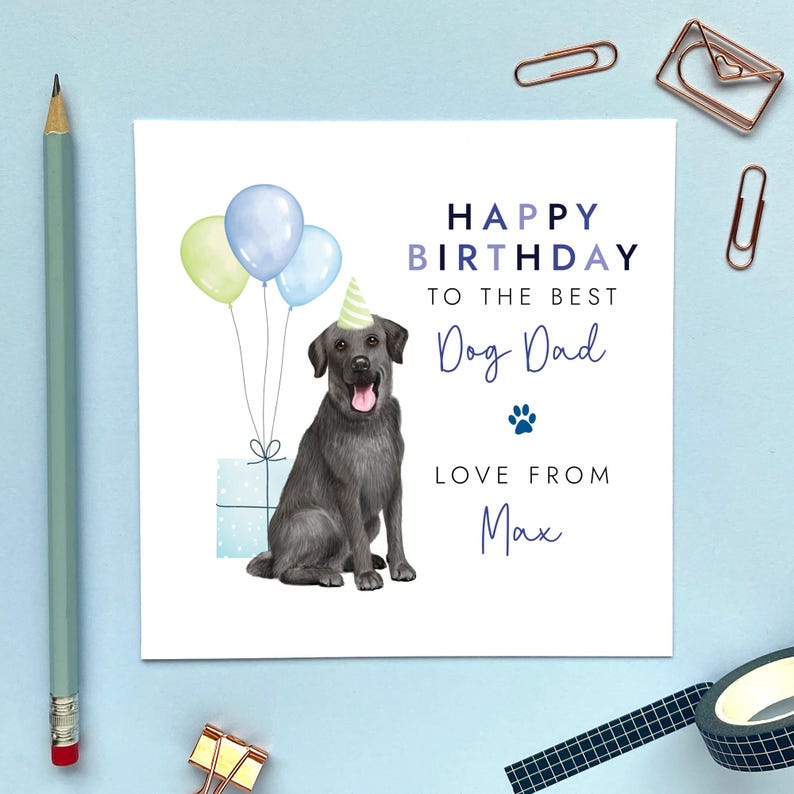 Personalised Black Labrador Birthday Card for Dog Dad