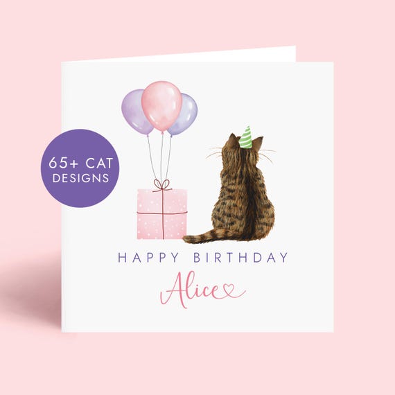 Biglietto D'auguri 'Crazy Cat Lady' Con Simpatico Gatto - Per Compleanno Donna, Amiche, Sorelle