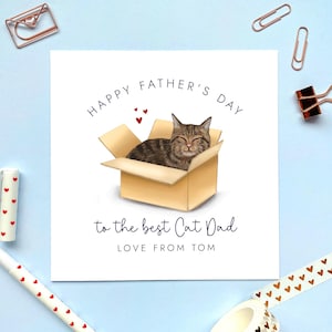 Carte de fête des pères chat personnalisée pour papa chat, du chat, nom personnalisé, personnalisé, petit ami, mari, marron, blanc, tigré, gris, gingembre