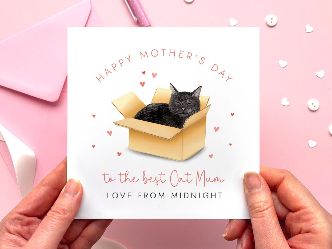 Personalised Any Colour Cat Mother's Day Card for Cat Mum | Mothers Day ...