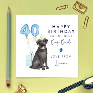 Personalised Black Labrador Birthday Card for Dog Dad