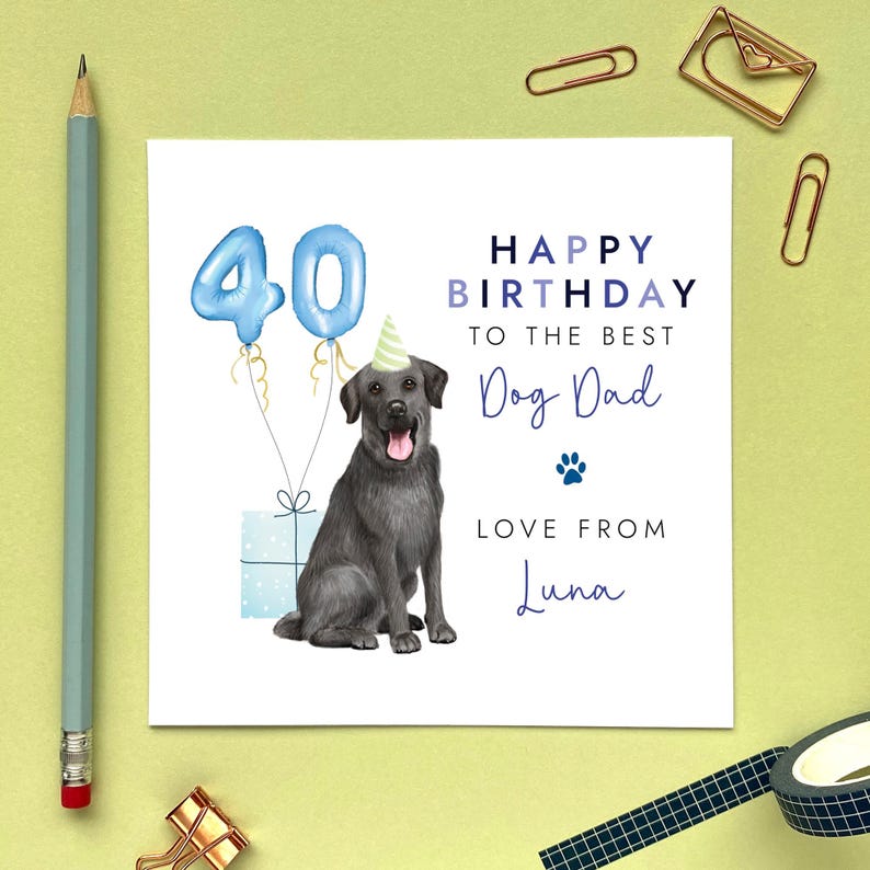Personalised Black Labrador Birthday Card for Dog Dad