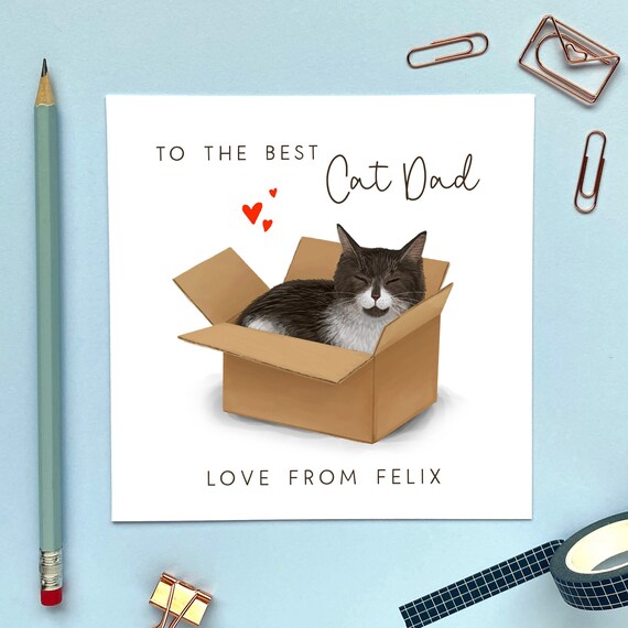 Tuxedo Cat Card for Cat Dad From the Cat Father's Day Etsy Hong Kong