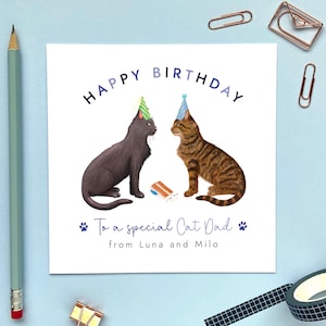 Personalised Choose the Cats Birthday Card for Cat Dad, Two Cats, 2 Kittens, From the Cats, Boyfriend, Him, Husband, Partner, Son, Grandson