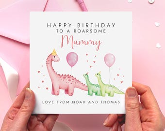 Personalisierte Dinosaurier Geburtstagskarte für Mama | Mama, Mama, Mum, Mama | Von Kindern, jeden Alters
