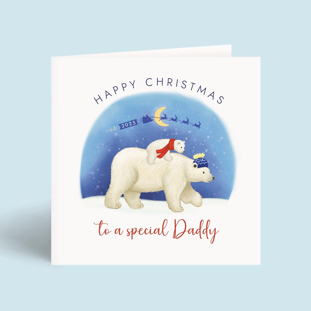 Personalised Christmas Card for Daddy | Polar Bear Xmas Card for Dad - Etsy