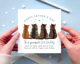 Personalised Cats Father's Day Card for Cat Dad | Fathers Day Card from the Cats | 80+ Designs