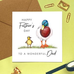 Enten Vatertagskarte für Papa, Daddy, Dada, Pops, Papa, Opa, Opa, Opa, Urgroßvater, Entenküken, von Kindern, zwei drei Kinder, Baby