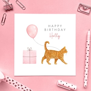 Cat Birthday Card, For Him, Her, Friend, Daughter, Son, Grandson, Granddaughter, Niece, Nephew, Mum, Dad, Girlfriend, Boyfriend, Wife, Girl