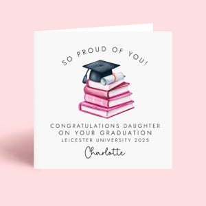 Personalisierte Abschlusskarte - Glückwunsch-Graduiertenkarte mit Namen und Universität - Junge, Mädchen, Enkelin, Tochter, Sohn, Enkel