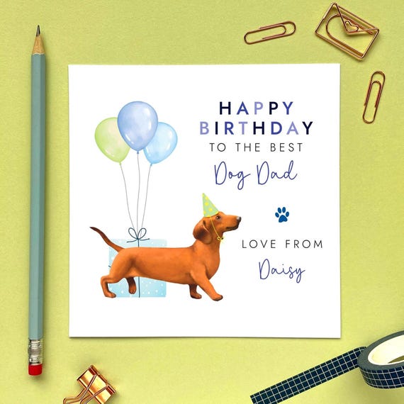 Cute Dog Anniversary Card - Sheepadoodle & Dachshund Design With Stickers For Couples