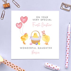Personalisierte erste Osterkarte für Tochter, Enkelin, Mädchen, Nichte, Patentochter, Schwester, Cousin, Baby, Kind, Babys 1.Ostern 2025