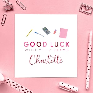 Carte de porte-bonheur personnalisée pour elle, fille, fille, petite-fille, nièce, amie, GCSE, A Levels, université, SAT, collège