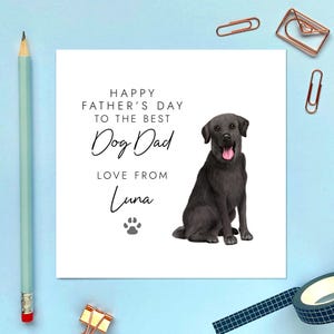 Schwarzer Labrador Vatertagskarte, für Hund Papa, Daddy, Eltern, Ihn, Ehemann, Partner, Freund, personalisiert, von den Hunden, Haustieren, Name