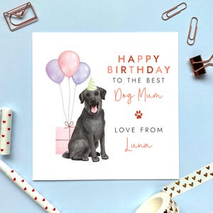 Carte d'anniversaire labrador pour chien et maman, personnalisée par le chien, elle, femme, petite amie, partenaire, fille, soeur, maman, maman, noir, doré