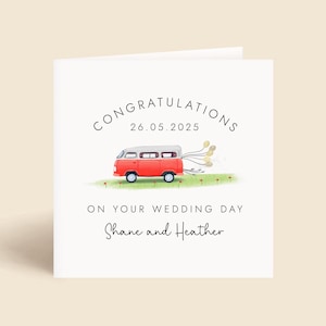 Personalised Camper Van Wedding Card | Just Married Card | Congratulations Card for Mr and Mrs | Card for Newlyweds | For Special Couple