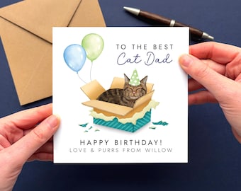 Personalised Tabby Cat Birthday Card for Cat Dad | Birthday Card from Cat