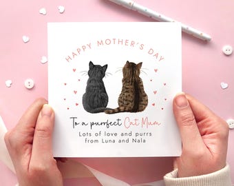 Personalised Cats Mother's Day Card for Cat Mum | Mothers Day Card from the Cat | 80+ Designs