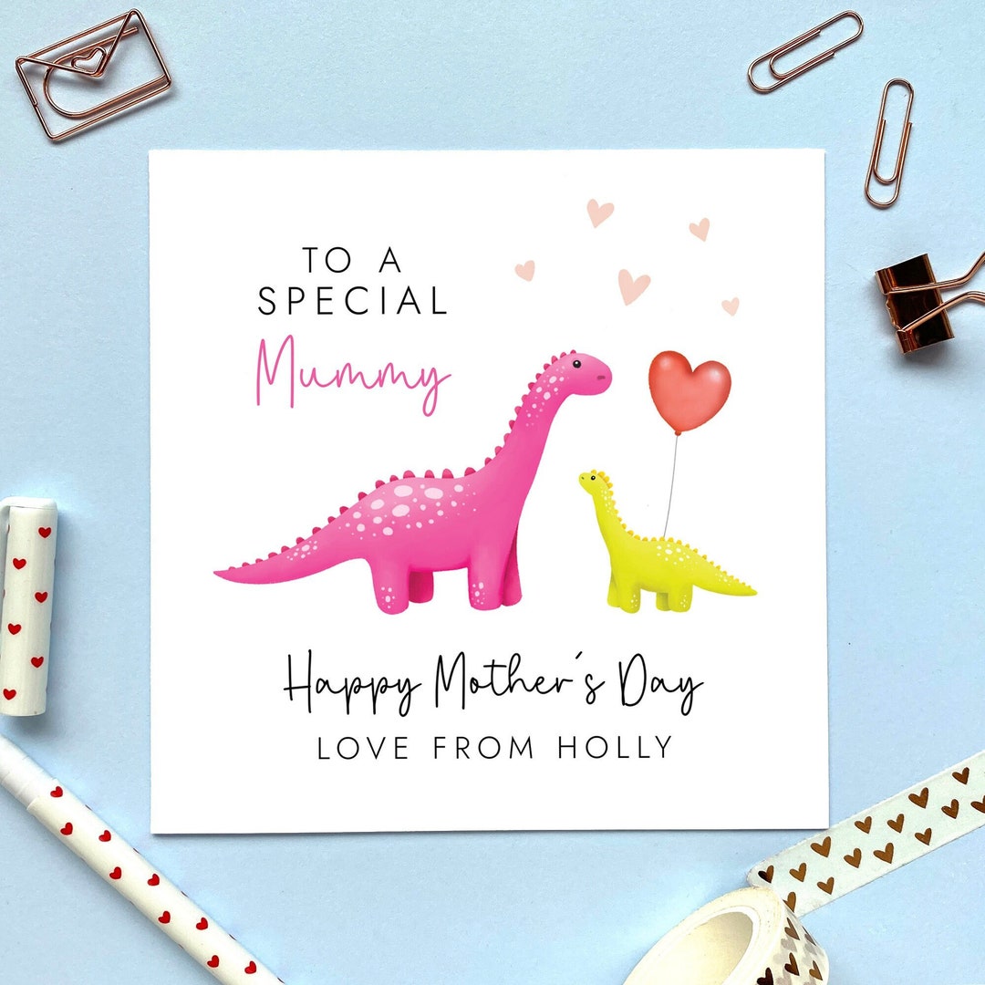 Personalised Dinosaur Mother's Day Card for a Special Mum, Mom, Mam ...
