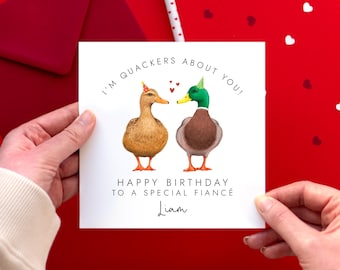 Personalised Ducks Birthday Card for Fiancé | Fiancée Birthday Card | Any Age