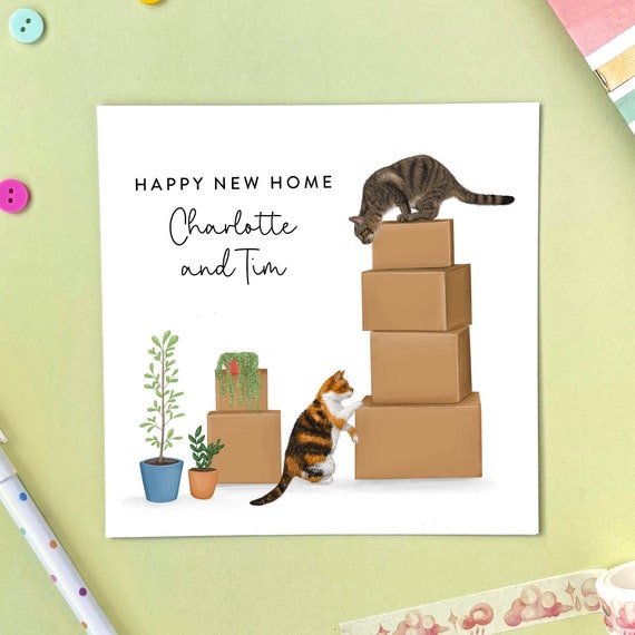 Personalised Cats New Home Card Just Moved House for Etsy