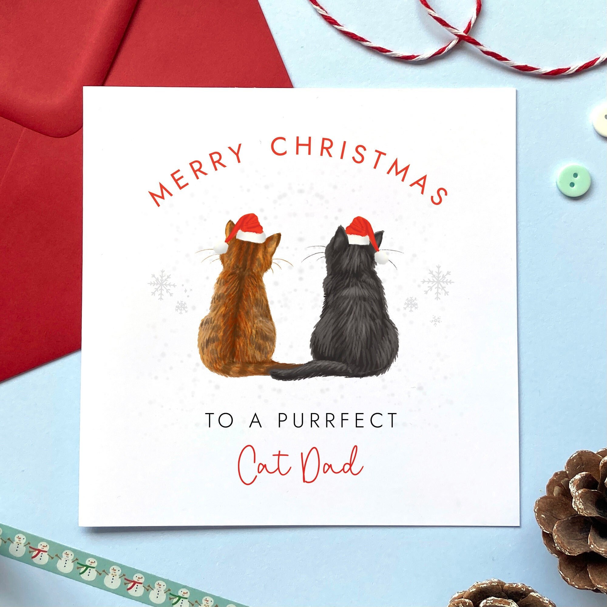 Handmade Christmas Card - Purrfect Handmade Christmas Card - Purrfect