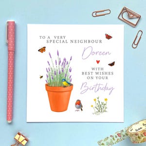 Carte d'anniversaire lavande personnalisée pour elle | Amie, femme, voisin, femme, grand-mère, maman, belle-soeur, tante | 60e 70e 80e 90e