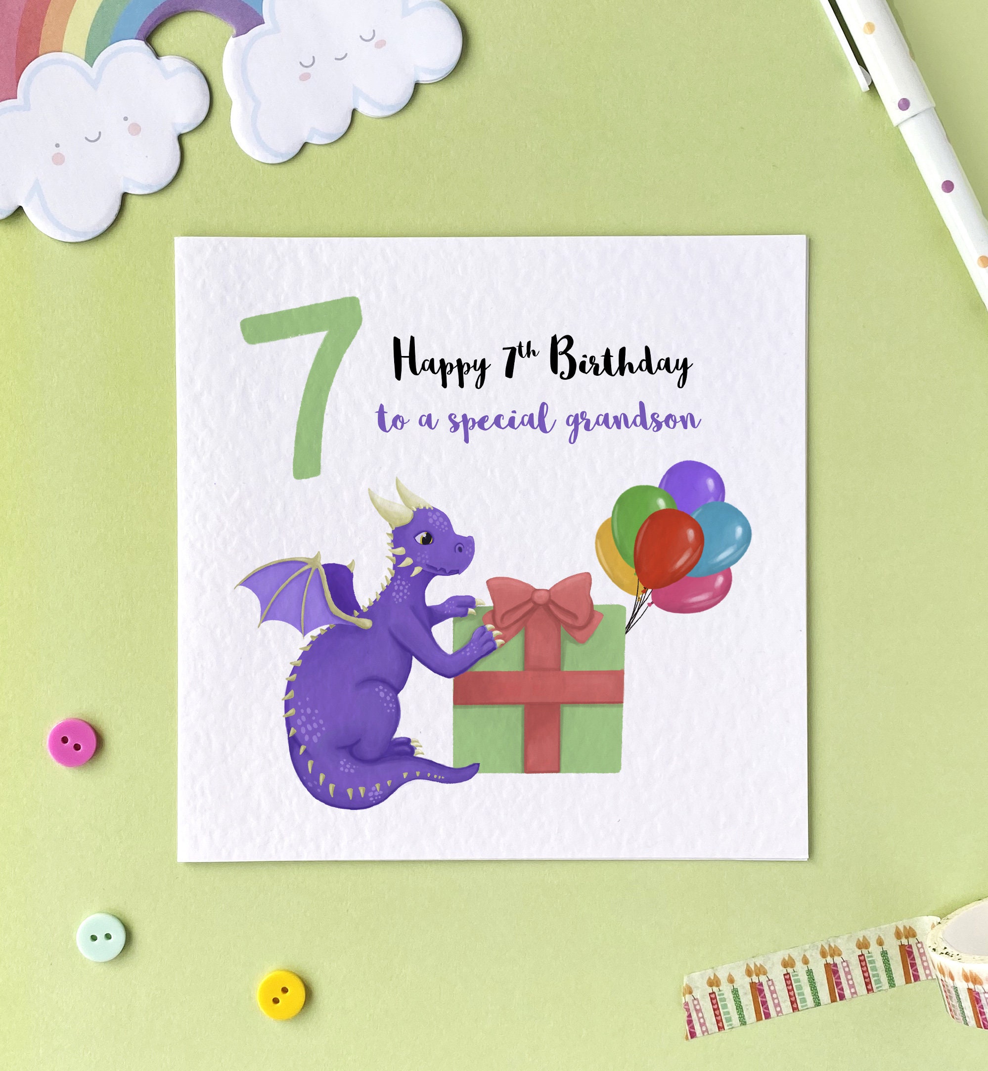 Daughter For Son Personalised Zoo 7th Birthday Card Grandson Granddaughter