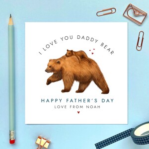 Carte de fête des pères ours pour papa, papa, papa, grand-père, grand-père, grand-père, grand-père, bampa, tadcu, taid, personnalisé, nom, de l'enfant, bébé