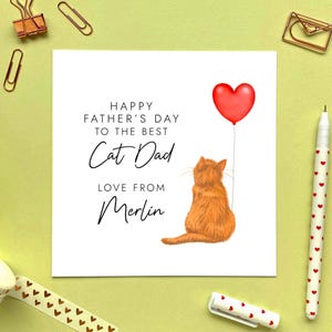 Carte de fête des pères chat personnalisée du chat, pour papa chat, papa, mari, petit ami, ragdoll, tigré, roux, noir, bengal, marron, gris, blanc