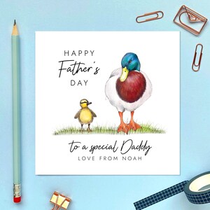 Carte de fête des pères canards pour papa, papa, papa, grand-père, grand-père, grand-père, de trois enfants, deux enfants, petits-enfants, personnalisée, noms