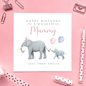 Personalisierte Elefant-Geburtstagskarte für Mama | Mama, Mama, Mama, Mama, Mama, Oma, Oma, Nana, Nan, Kindermädchen, 30., 40., 50., 60.Jedes Alter