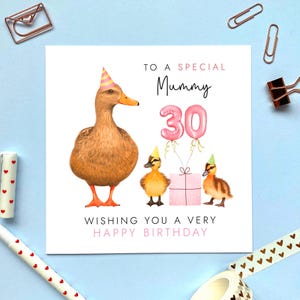 Personalisierte Enten Zwei Kinder 30. Geburtstagskarte für Mama | Mama, Mama, Mam, Mama, Mama | 30er 40er 50er 60er 70er Jedes Alter | Zwillinge 2 Babies