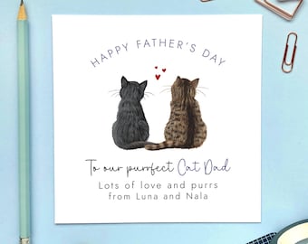 Carte personnalisée Choisissez le chat pour la fête des pères, parmi deux chats, pour papa chat, mari, petit ami, chatons, tigré, ragdoll, roux, noir, gris