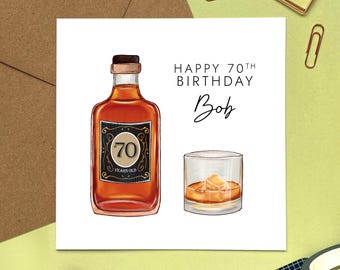 Personalisierte Whisky 70er Geburtstagskarte für Ihn | Mann, Papa, Opa, Onkel, Bruder, Schwiegersohn, Uropa, Nachbar, Siebziger, 70 von heute