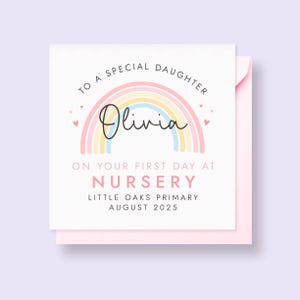 Carte premier jour à la crèche pour fille, carte 1er jour à l'école pour fille, carte bonne chance pour l'entrée à l'école maternelle pour petite-fille, personnalisée