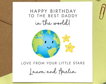 Personalised Birthday Card for Daddy | Dad, Dada, from Sons, Daughters, Babies, Twins, Two Children, 2 Kids | Best Daddy in the World