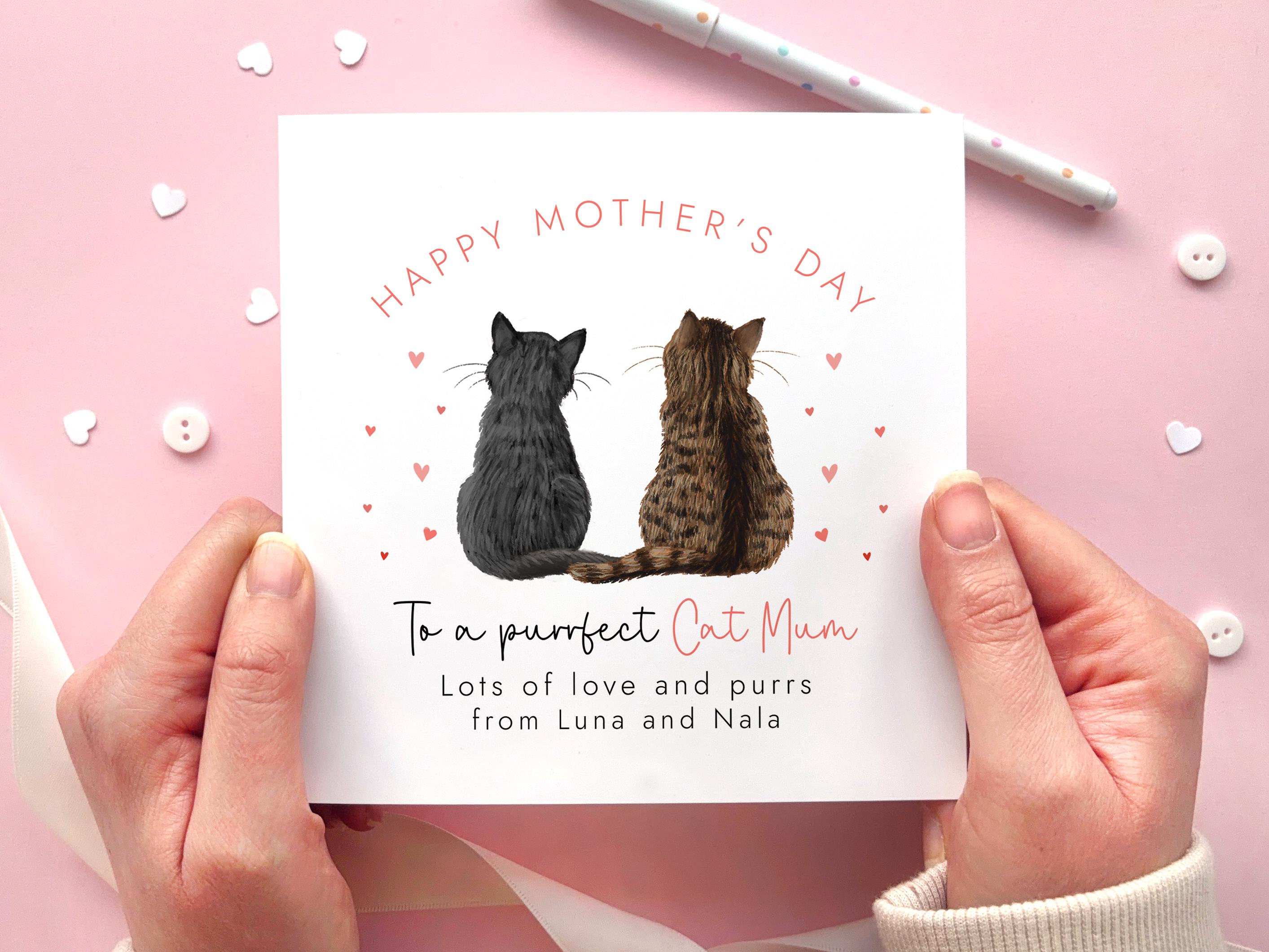 Personalised Cat Mother's Day Card for Cat Mum | Mothers Day Card