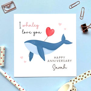 carte personnalisée d'anniversaire de baleine | Amusant, Mignon, Pour lui, elle, Petit ami, Petite amie, Fiancé, Fiancée, Mari, Femme, Romantique