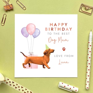 Carte d'anniversaire personnalisée pour chien de tout âge | Pour le chien : maman, part du chien, partenaire, fiancée, amie, épouse, petite amie, teckel