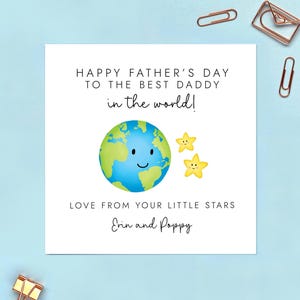 Bester Daddy der Welt Vatertagskarte von 2 Kindern, zwei Kindern, Enkelkindern, personalisierten Namen, Vater, Vater, Großvater, Opa, Pops, Papa