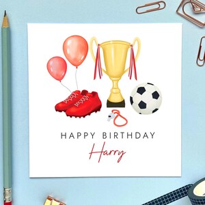 Carte d'anniversaire de football personnalisée de toutes les couleurs pour lui | Homme, adolescent, garçon, fils, petit-fils, neveu, frère, cousin 10e 13e 16e 18e 21e