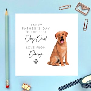 Vatertagskarte Fox Red Labrador, für Hund Papa, Daddy, Eltern, Ihn, Ehemann, Partner, Freund, personalisiert, von den Hunden, Haustieren, Name
