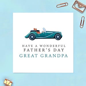 Carte de fête des pères de voiture classique pour arrière-grand-père, grand-père, grand-père, père, grand-père, papa, papa, papa, grand-père, grand-père, grand-père, père
