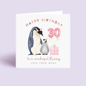 Personalisierte Pinguine zum 30. Geburtstag für Mama, von einem Kind, zwei Kindern oder drei Kindern, Mama, Mama, Mama, Mama, Mammy, Benutzerdefinierte Namen
