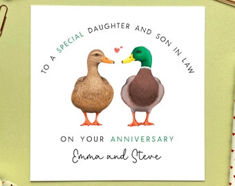 Cute Illustrated Fish Son And Daughter-In-Law Anniversary Card | Moonpig