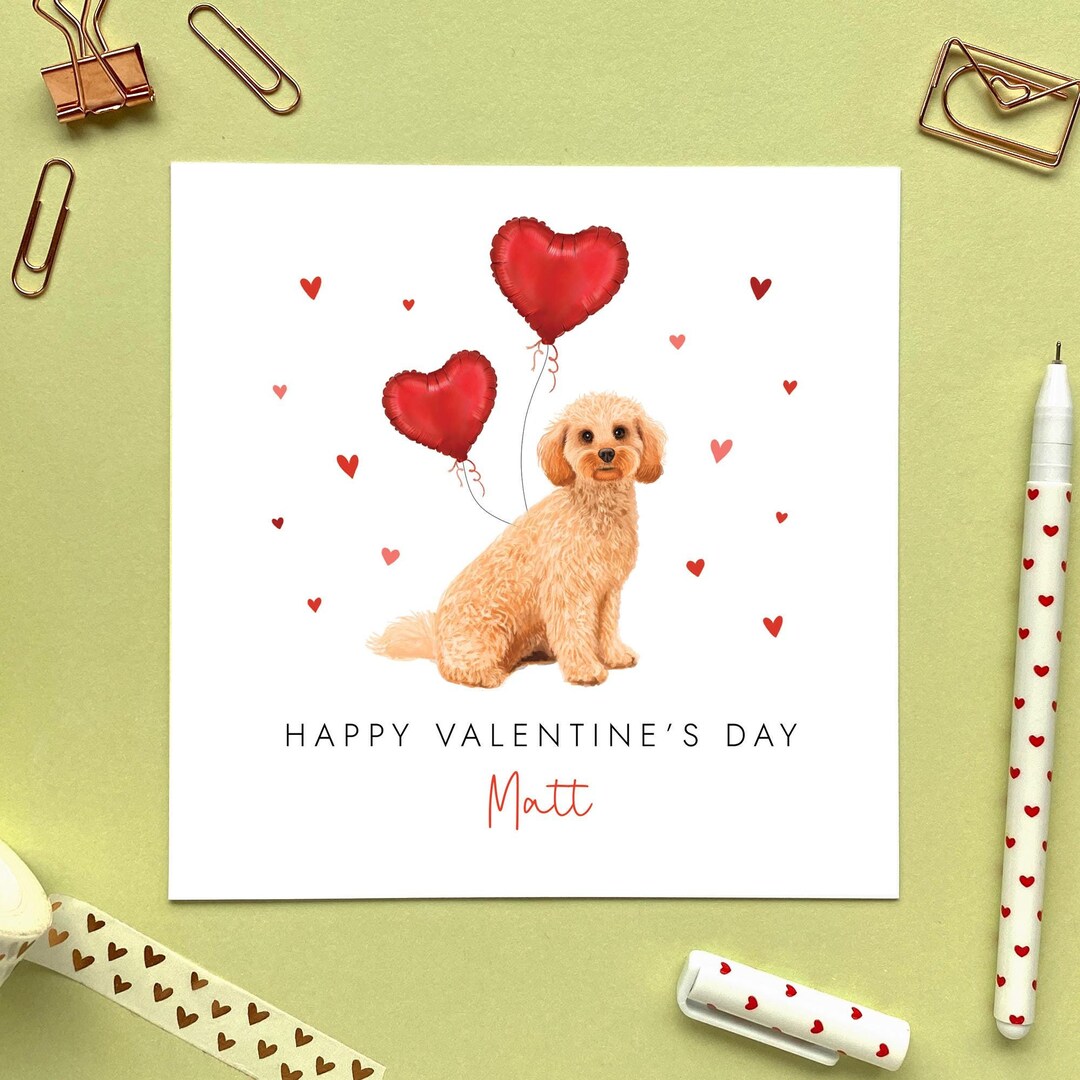 Personalised Cockapoo Dog Valentine's Day Card | for Him, Her, Husband ...