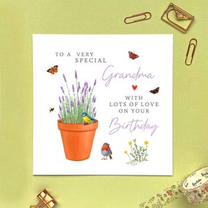 Carte d'anniversaire lavande personnalisée pour elle | Maman, grand-mère, grand-mère, grand-mère, nounou, grand-mère, grand-mère, grand-mère, nonna, personnes âgées | 60e 70e 80e 90e