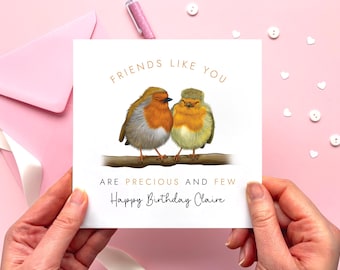 Personalised Robins Birthday Card for Friend | Any Age, Custom Name | For Bestie, Best Friend, Friend Birthday Card, Special Friend, For Her