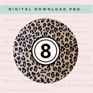 Leopard Print 8 Ball PNG: Lucky Cheetah Clipart (Digital Download)